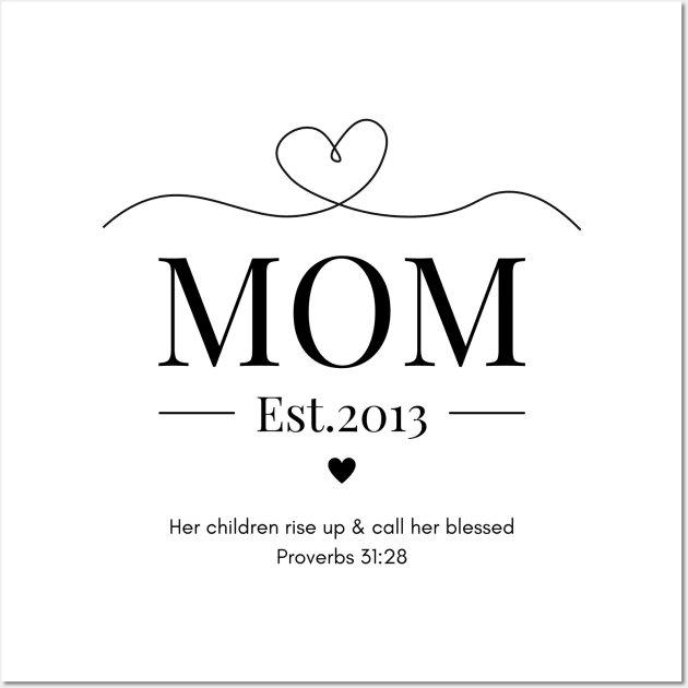 Her children rise up and call her blessed Mom Est 2013 Wall Art by Beloved Gifts